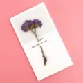 Purple dried flower greeting card with white paper base and romantic blessing message. - Purple Forget-Me-Not Style