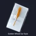 Dried wheat flower greeting card with clear bag packaging for holiday wishes and gifts - Gold Wheat Ear