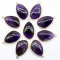 Pietra naturale ametista goccia dorato pendente DIY accessorio gioiello vista principale - Purple Crystal