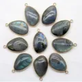 Pendente Goccia Labradorite Naturale Montatura Dorata Accessorio Per Gioiello DIY - Labradorite