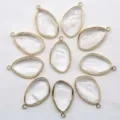 Natural crystal teardrop bezel gold plated pendant DIY jewelry making accessories - White Crystal