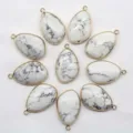 Teardrop white stone pendant with gold plated bezel DIY jewelry making accessories wholesale - White Turquoise