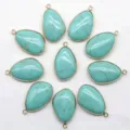 Turquoise Teardrop Gold Edged Pendant DIY Jewelry Fashion Accessory Wholesale 1 Piece - Turquoise