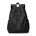 Sac à dos en nylon imperméable noir, cartable de voyage léger et décontracté pour étudiant. - L / Noir