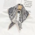 Elegant pleated print neck scarf for women, chic floral paisley design for daily wear. - Khaki