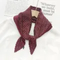 Burgundy Pleated Scarf Women Elegant Crinkle Neck Scarf Fashion Print Silk Hijab Scarf - Wine Red