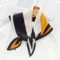 Stylish pleated geometric scarf featuring black, white and yellow contrast stripes. Perfect accessory. - Black and Turmeric