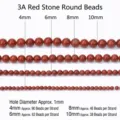 Natur Roter Jaspis Rundperlen Größentabelle 4mm 6mm 8mm 10mm DIY Schmuckherstellung Großhandel - 4MM/Strang (Ca. 88 Perlen) / 3A Natürlicher roter Stein runde Perlen