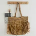 Sac de paille tressée grande capacité mode d'été, sac cabas de plage épaule navette. - Marron
