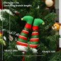 Decorazione per cima d'albero con gambe di elfo di Natale collant a righe e campanelli - Piccolo Pic per Gambe di Elfo Scarpe Verdi