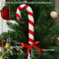 Baston de caramelo de Navidad palo de decoracion con lazo rojo de fiesta 46cm - Púa Grande de Caramelo J