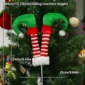 Decoración de punta de árbol de Navidad piernas de duende rayadas rojo y blanco para fiesta - Zapatos Verdes Púa de Piernas de Duende Rayado Rojo Blanco