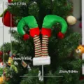 Decoracion De Arbol De Navidad Piernas De Duende Rojo Y Verde A Rayas Fiesta Interior - Zapatos Verdes Púa de Piernas de Duende Rayado Rojo Blanco Verde