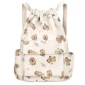 Zaino con coulisse e stampa capibara, borsa scolastica casual in tela per ragazze bambini. - Bianco