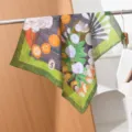 Green floral cotton square scarf, stylish breathable lightweight head wrap for women SKU. - 63x63cm / Green Floral Style (#756)