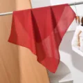 Solid red cotton linen feel small square scarf elegant women chic neckerchief shawl - 65x65cm / Brick Red
