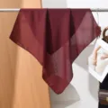 Solid color square scarf for women, elegant maroon silk-feel neckerchief and hair band. - 65x65cm / Burgundy