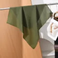 Solid color dark green square scarf, elegant cotton linen feel neckerchief for women. - 65x65cm / Army Green