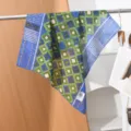 Βαμβακερό τετράγωνο μαντήλι με μπλε και πράσινο γεωμετρικό μοτίβο για γυναίκες την άνοιξη. - 63x63cm / Μπλε Πράσινο Γεωμετρικό Ανθικό Στυλ (#767)