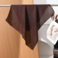 Dark brown square scarf for women, linen texture kerchief and stylish neck wrap accessory. - 65x65cm / Dark Coffee