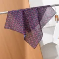 Retro cotton linen small square scarf for women, vintage floral print head wrap neck scarf. - 58x58cm / Dark Blue Dense Red Berry