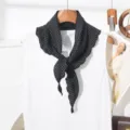 Black and white polka dot triangular scarf stylish neck accessory versatile fashion hijab - Black With White Polka Dots (723)