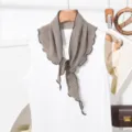 Korean vintage polka dot scarf neckerchief with ruffled edge for women daily fashion accessory. - Polka Dot Wavy Edge (724)