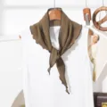 Brown polka dot triangular scarf, lightweight neck accessory, versatile hair tie and styling wrap. - Brown Polka Dot (725)