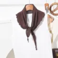 Chic brown polka dot triangle scarf for women, versatile neckerchief, stylish hair accessory. - Brown Polka Dot Wavy Edge (726)