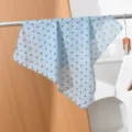 Light blue cotton linen polka dot square scarf, versatile vintage headscarf for stylish women. - 58x58cm / Light Blue Brown Dot