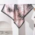 Carré de Soie Rose 90cm Motif Abstrait Foulard Élégant Style Français Tube Top - Rose Marron Tache Abstraite Dégradé Style (#455) / 90x90cm