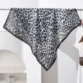 Foulard carre imprime leopard noir et blanc, echarpe en soie 90cm, chal chic et elegante. - Classique Léopard Noir Blanc Bordure Style (#467) / 90x90cm