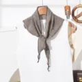 Geplooide driehoekige sjaal vrouwen vintage halsdoek stijlvol haaraccessoire veelzijdig - Donkergrijs geplooid (754)