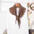 Koreaanse stijl bruine geplooide driehoekige sjaal vrouwen mode nek decoratieve kleine sjaal - Bruin geplooid stijl (755)