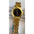 Montre quartz dorée pour femme avec bracelet métal croisé unique et petit cadran rond. - Boîtier Or Cadran Noir