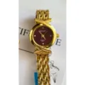 Montre quartz dorée avec cadran rouge et bracelet croisé pour femme style élégant. - Tout Or Cadran Rouge