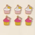 Alloy enamel cupcake pendant detail, cute crown design charms for DIY jewelry making accessories. - 10 Pieces/Pack / Multicolor