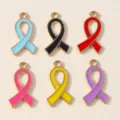 Colorful alloy ribbon charms for DIY jewelry making, 6 vibrant colors pendant for bracelets. - Multicolor