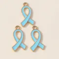 Light blue enamel ribbon charm pendant alloy gold edge DIY jewelry making 10pcs pack - Sky Blue