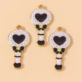 10pcs cartoon heart fairy wand charm DIY jewelry necklace bracelet pendant accessories design. - Black