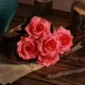 Artificial pink rose bouquet faux flower home decor wedding photography props floral arrangement - Watermelon red