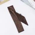 Brown Rhinestone Skinny Scarf, Satin Ribbon Hair Band for Women Elegant Neck Accessory - Coffee