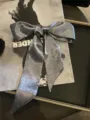 Elegant grey rhinestone long silk scarf for hair styling or bag decoration, chic fashion accessory. - Light Gray