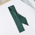 Dark green satin rhinestone long scarf elegant hair tie bag ribbon neck decoration accessory - Dark Green