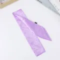 French elegant rhinestone long strip silk scarf fashion hair ribbon bag streamer neckerchief - Light Purple