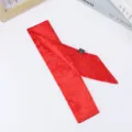 Red rhinestone long satin ribbon scarf for women fashion hair tie bag decorative accessory - Magenta