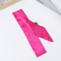 Pink rhinestone long silk scarf for women, elegant hair ribbon and bag accessory. - Rose Red