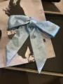 Light blue satin rhinestone long hair ribbon scarf elegant hair tie styling accessory for women. - Sky Blue