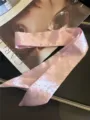 Pink rhinestone satin ribbon scarf, elegant hair tie and handbag decorative streamer. - Pink