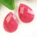 Piedra natural facetada gota plana colgante DIY collar pendientes joyería accesorio - Rodonita